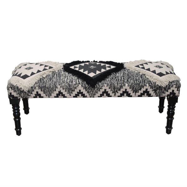 Unbranded Melody Southwest Black/White Cotton Strong Wooden Bench