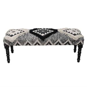 Melody Southwest Black/White Cotton Strong Wooden Bench