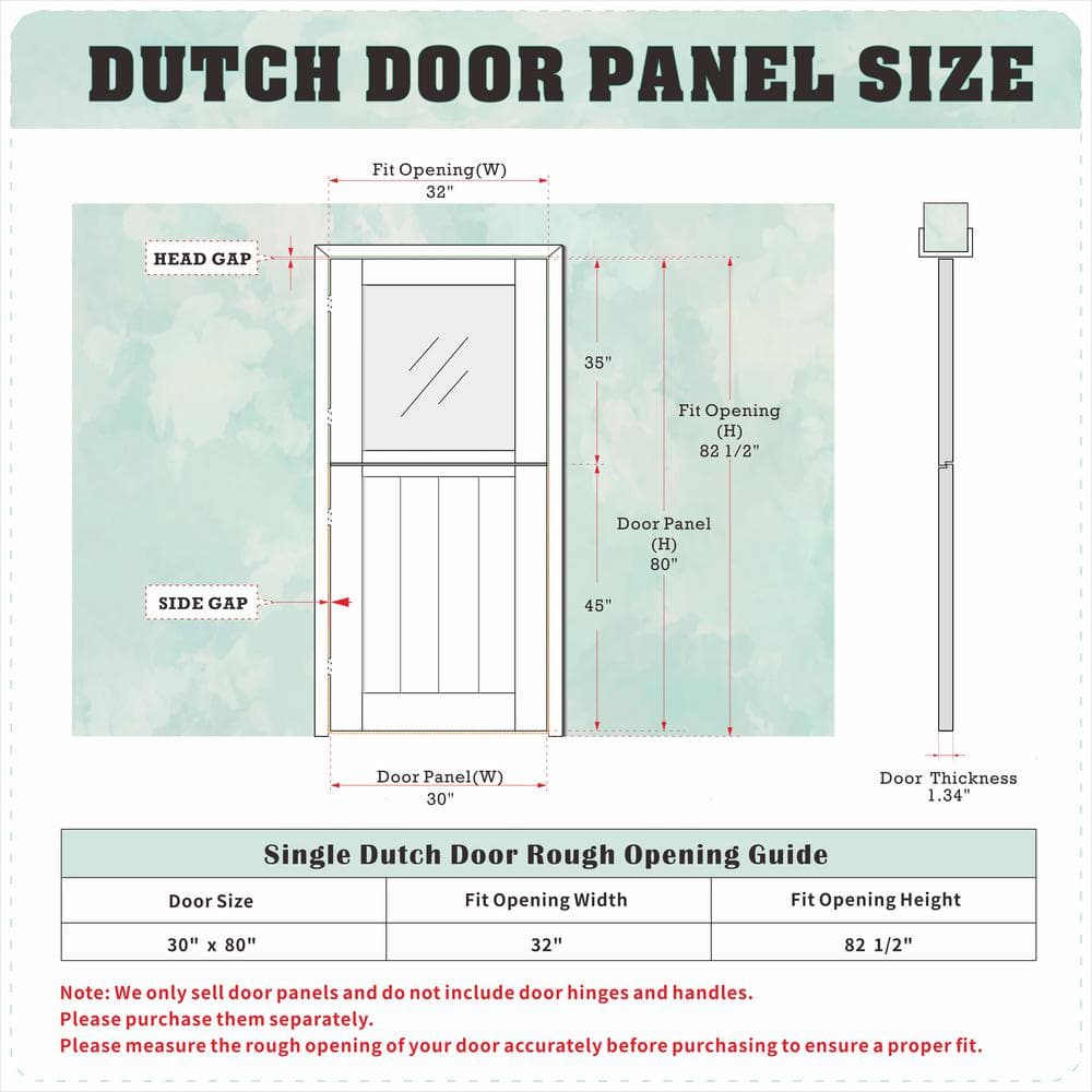 30 in. x 80 in. Natural Pine Finished Interior Dutch Door with Half Frosted Glass