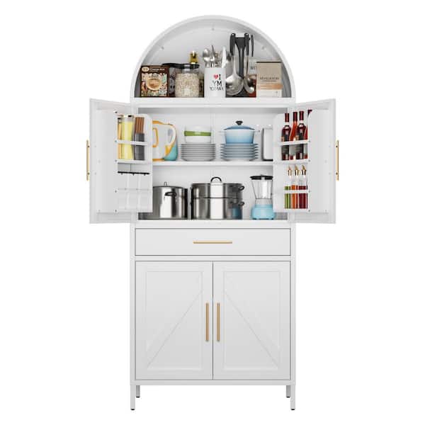 73 in. H x 31 in. W x 15 in. D Steel Storage Freestanding Cabinet w/ Adjustable Shelves,Drawer for Home,Kitchen in White