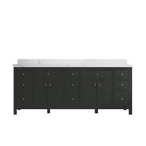 Sonoma 84 in. W x 22 in. D x 36 in. H Double Sink Bath Vanity in Black Top with 2 in. Calacatta Qt. Top