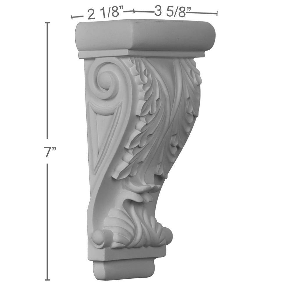 White Urethane Leaf Decorative Corbel 7"