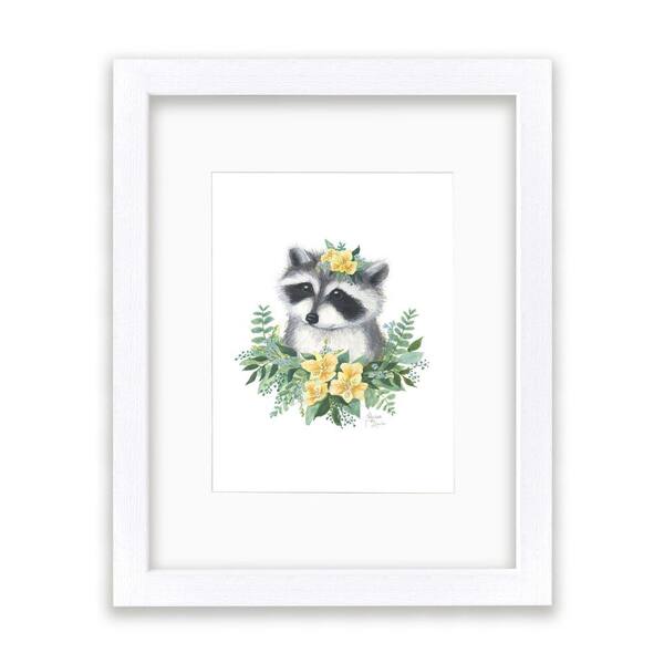 Unbranded Woodland Littles 1 "Raccoon" by Alyssa Lewis Individual White Framed with Mat Animal Art Print 14 in. x 11 in.