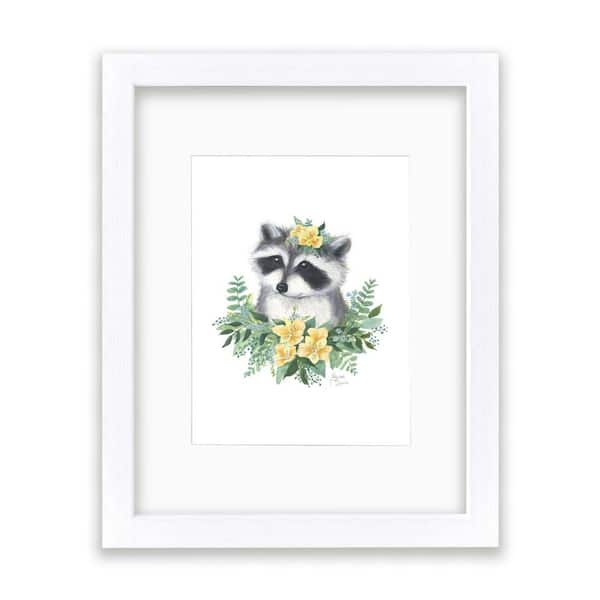 Unbranded Woodland Littles 1 "Raccoon" by Alyssa Lewis Individual White Framed with Mat Animal Art Print 24 in. x 18 in.
