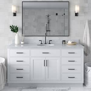 Hepburn 67 in. W x 22 in. D x 36 in. H Freestanding Bath Vanity in White with Carrara White Marble Top
