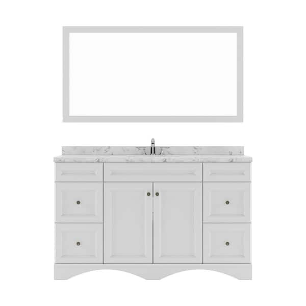 Virtu USA Talisa 60 in. W x 22 in. D x 37 in. H Single Sink Bath Vanity in White with Quartz Top and Mirror