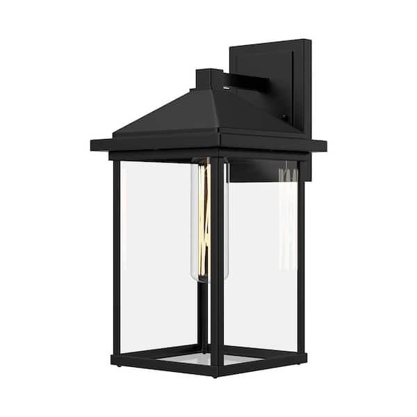 ALORA MOOD Larchmont 6 in. 1-Light 60-Watt Clear Glass/Textured Black Outdoor Hardwired Wall Sconce