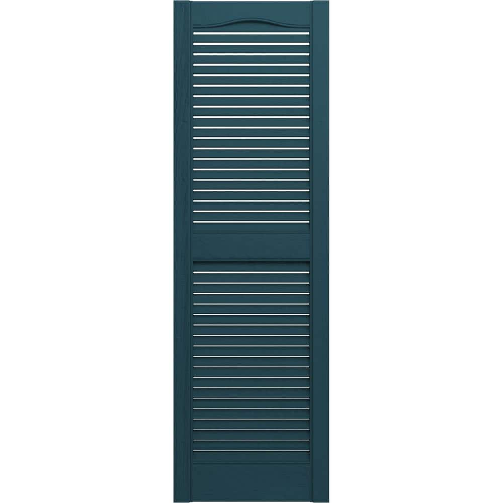 Ekena Millwork 14-1/2 in. x 60 in. Lifetime Vinyl Standard Cathedral Top  Center Mullion Open Louvered Shutters Pair Midnight Blue LL1S14X06000MB -  The 