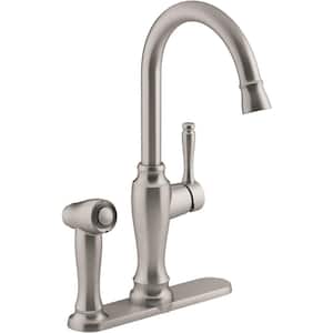 Arsdale Single-Handle Standard Kitchen Faucet in Vibrant Stainless with On-Deck Sidespray