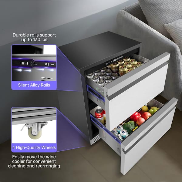 TITTLA 23.42 in. 240 Plus Cans Dual Zone Beverage