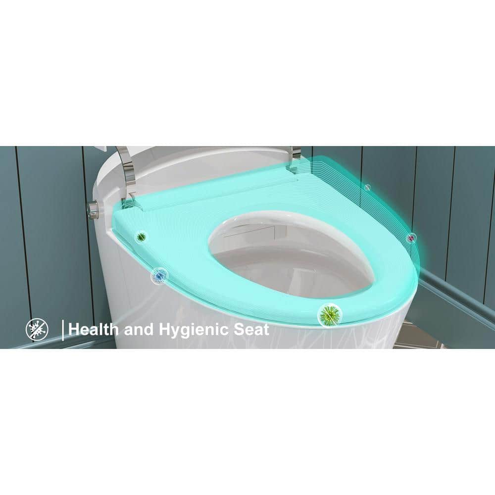 Elongated White Ceramic Smart Bidet Toilet with Dual Flush