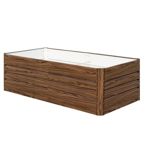 6 ft. x 3 ft. x 2 ft. Outdoor Brown Metal Raised Garden Bed Kit, Garden Planter Box for Planting Vegetables, Flowers