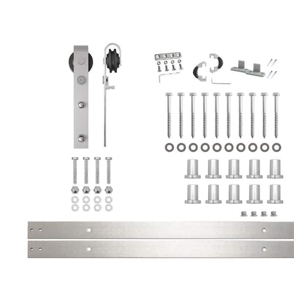 HOMACER 13 ft./156 in. Brushed Nickel Non-Bypass Sliding Barn Door Track and Hardware Kit for Single Door