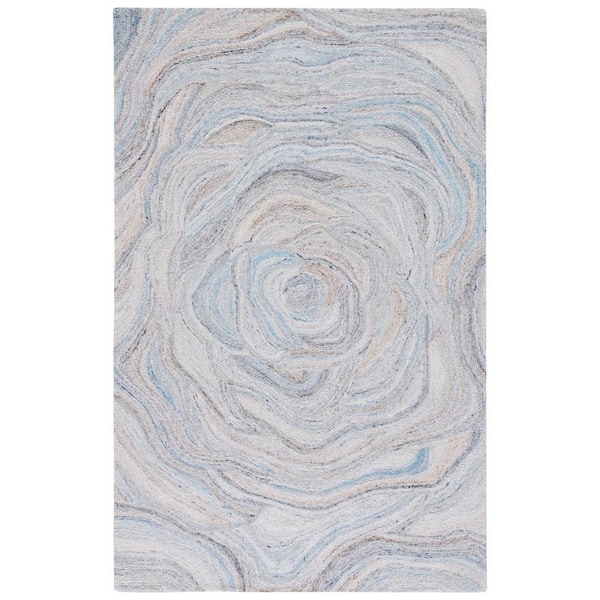 SAFAVIEH Abstract Beige/Blue 5 ft. x 8 ft. Abstract Distress Area Rug