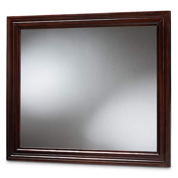 Baxton Studio Large Rectangle Dark Brown Modern Mirror (49 in. H x 41.88 in. W)