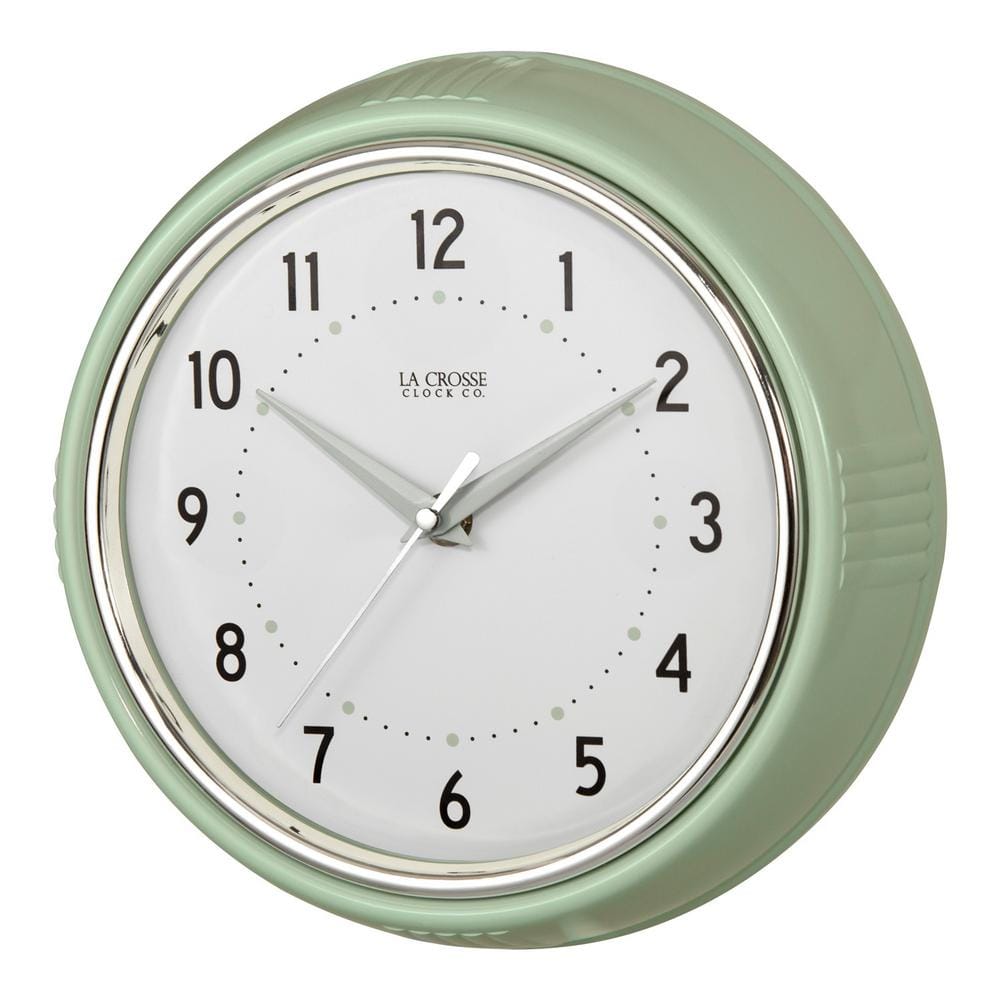 Pistachio Green Retro Diner 9.5" Quartz Analog Wall Clock