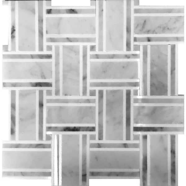 Apollo Tile (Sample) Athens White and Gray 4-in x 4-in Polished Marble Pebble Mosaic Floor and Wall Tile