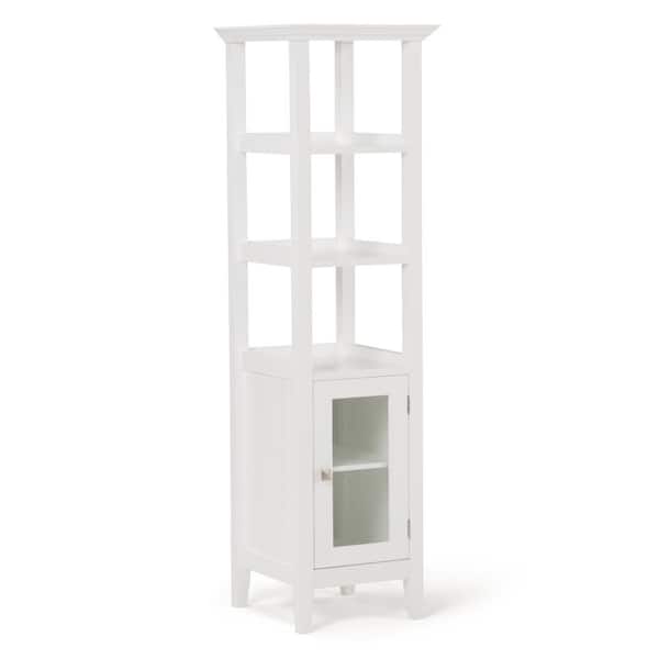 Simpli Home Acadian 56.1 in. H x 15.75 in. W Bath Storage Tower Bath Cabinet in Pure White