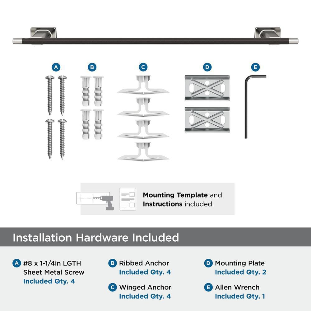24 inch Brushed Nickel and Oil-Rubbed Bronze Wall Mounted Towel Bar