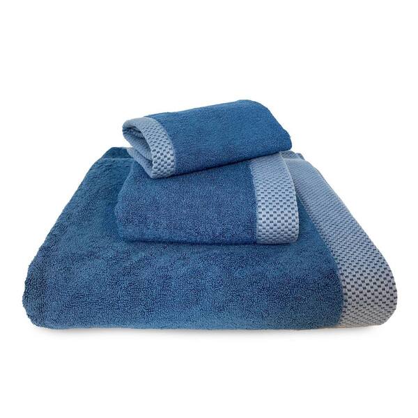 BEDVOYAGE Luxury viscose from Bamboo Cotton Towel Set - Indigo (1-Bath Towel, 1-Hand Towel, 1-Washcloth)