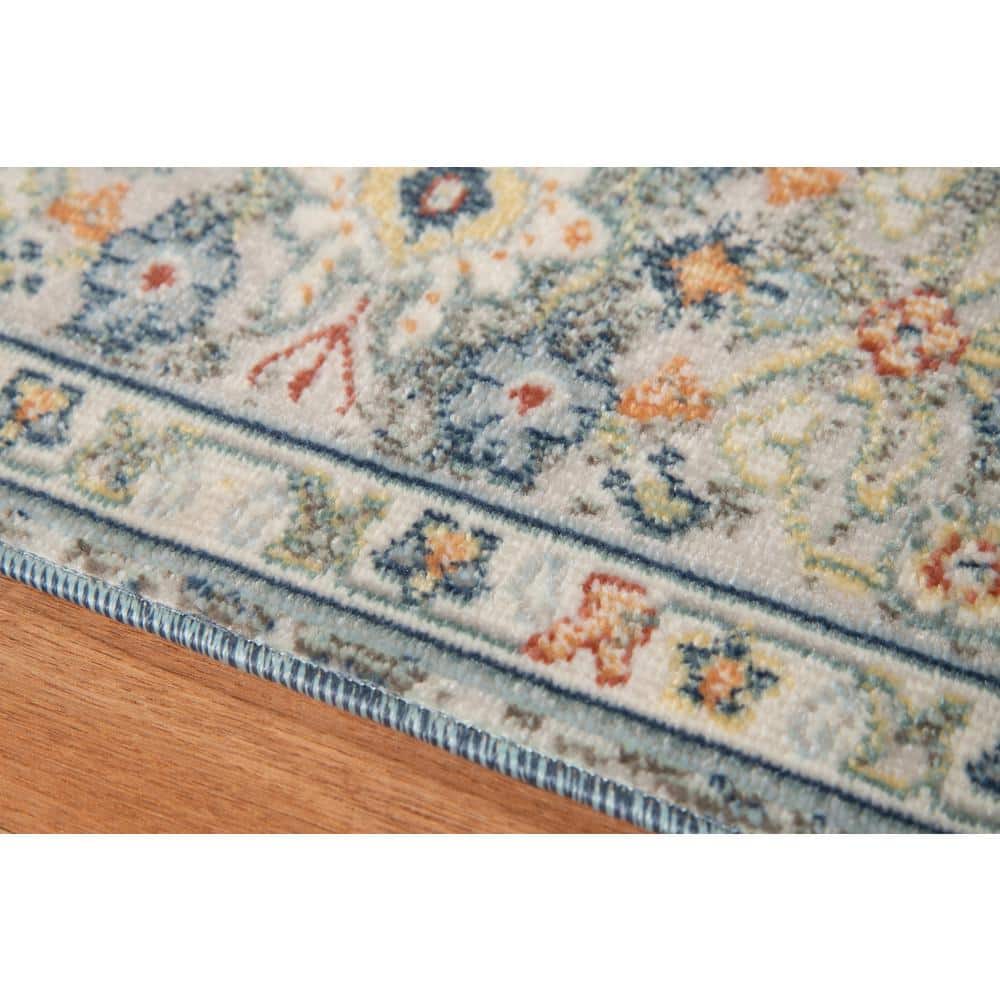 Blue Bohemian Synthetic Reversible 2x3 Area Rug