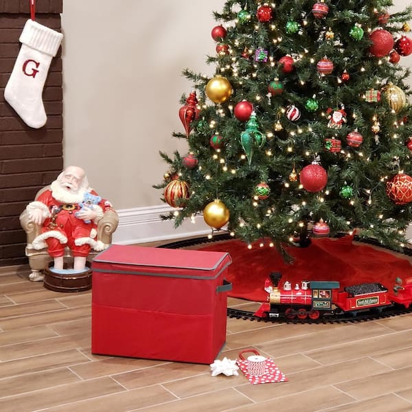 OHS Christmas Nordic Print Wrap Storage Bag - Red