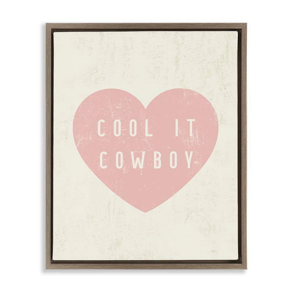 Cool It Cowboy Heart by Daphne Polselli Brown Floater Frame Typography Graphic Art Print 31 in. x 25 in. price history on PriceWatchPro