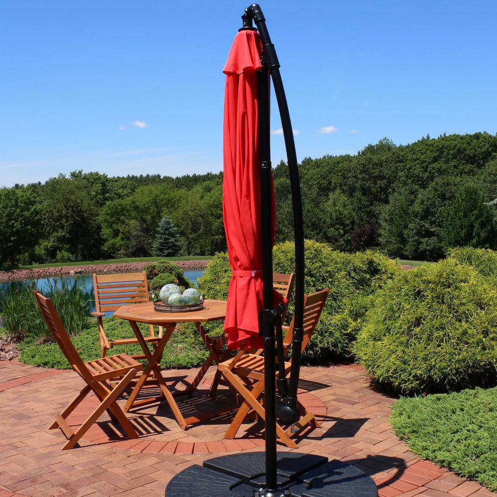 Cherry Red Steel Cantilever Patio Umbrella with Polyester Canopy