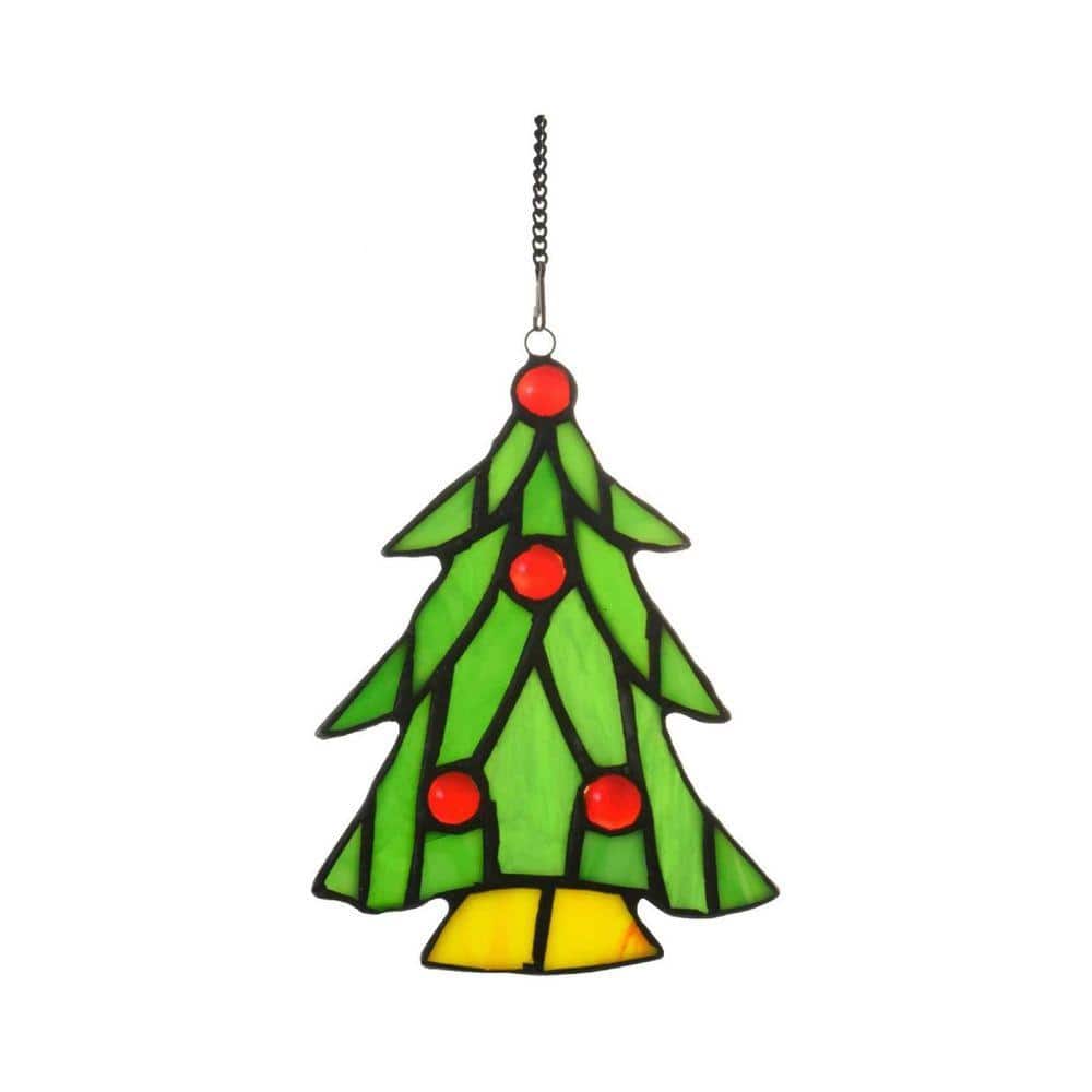 Green Christmas Tree Stained Glass Art Glass Window HD9FFZ17JT - The ...