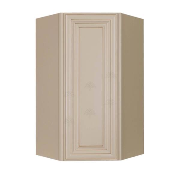 LIFEART CABINETRY Princeton Assembled 24 in. x 42 in. x 12 in. Wall Diagonal Corner Cabinet with 1-Door 3-Shelves in Off-White