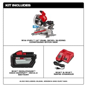 M18 FUEL 18V Lithium-Ion Brushless Cordless 12 in. Dual Bevel Sliding Compound Miter Saw Kit with Stand and Battery