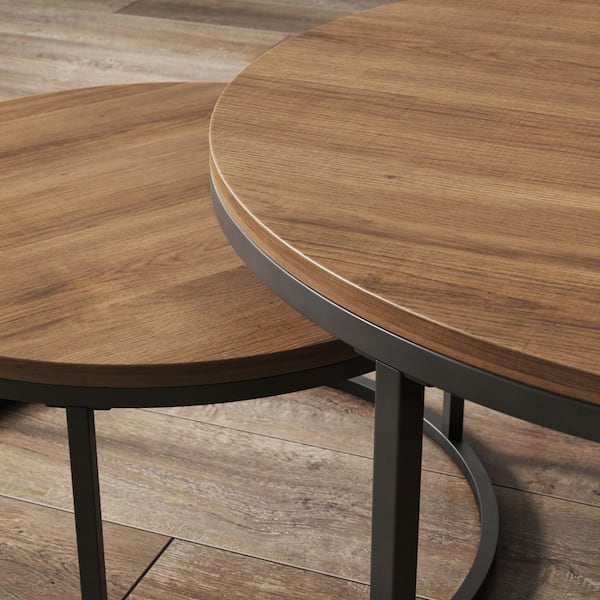 Nathan James Stella Reclaimed Oak Black, Round Particle Board Table Cover