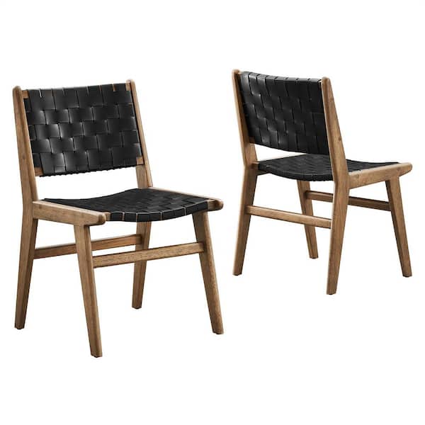 MODWAY Saorise Wood Dining Side Chair - Set of 2 in Walnut Black