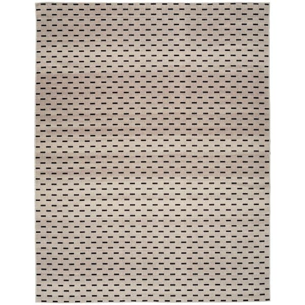 Nourison Washables Cream Black 9 ft. x 12 ft. Abstract Contemporary Area Rug