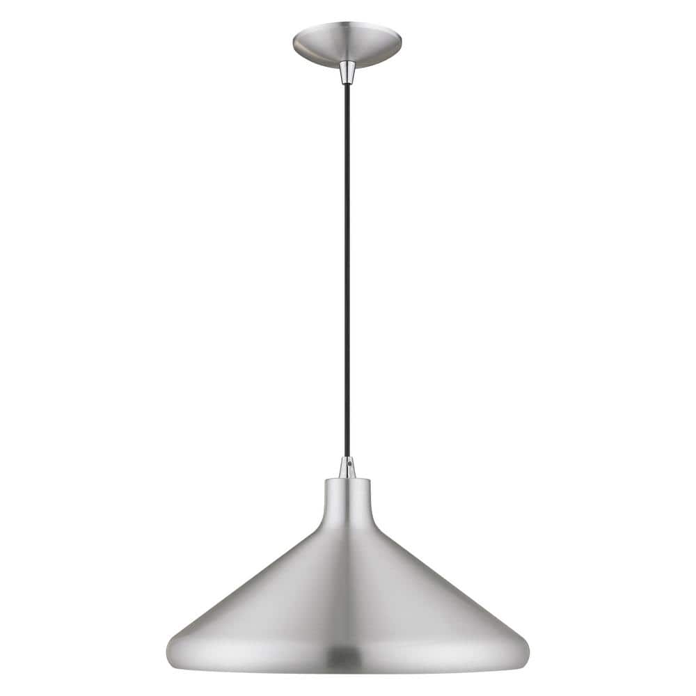 Mini Brushed Aluminum Cone Pendant with White Interior