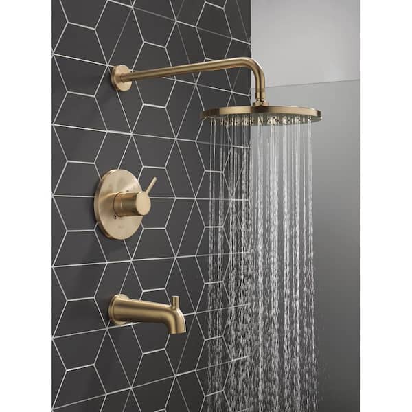 Modern Gold 1-Handle Wall Mount Tub and Shower Trim Kit in Champagne Bronze (Valve Not Included)