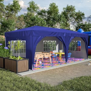 10 ft. x 20 ft. EZ Pop Up Canopy Outdoor Portable Party Folding Tent with 6 Removable Sidewalls and Carry Bag, Blue