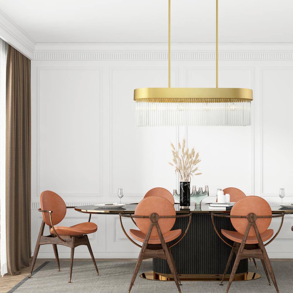 Soft Gold Crystal Rods 4-Light Linear Chandelier