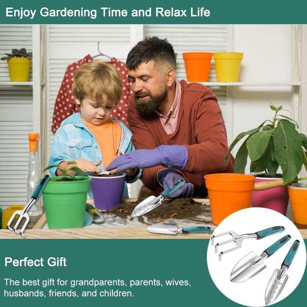 SenQWFa 3-Piece Garden Tools Set, Heavy Duty Cast Aluminum with