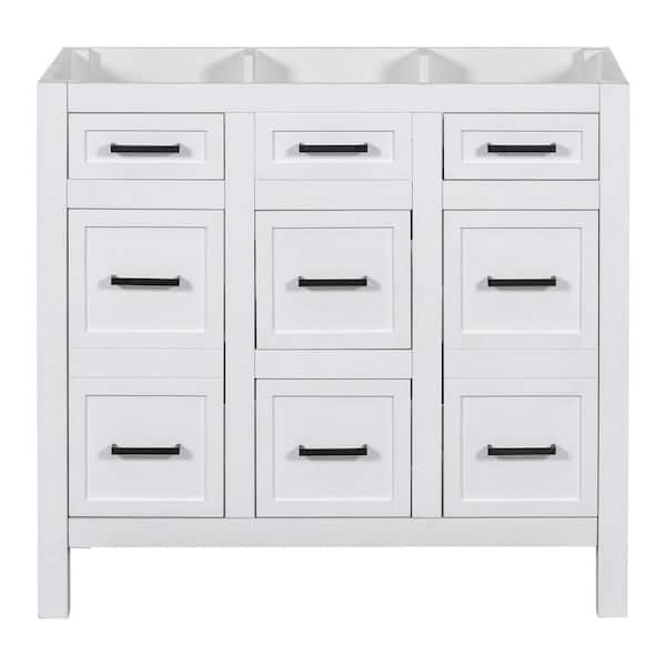 Unbranded Hot Sale 36 in. Freestanding Rectangular Bath Vanity Cabinet without Top in White with Soild Wood Frame, Drawers&Doors