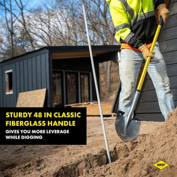 36.5 in. Classic Fiberglass Handle with Round Point Heavy-Duty Steel Shovel and Cushion Grip