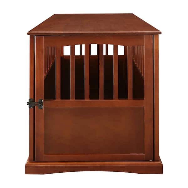 End Table Walnut Casual Home Wooden Large Pet Crate