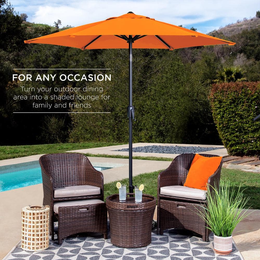 7.5ft Orange Hexagon Market Patio Umbrella with Black Metal Pole