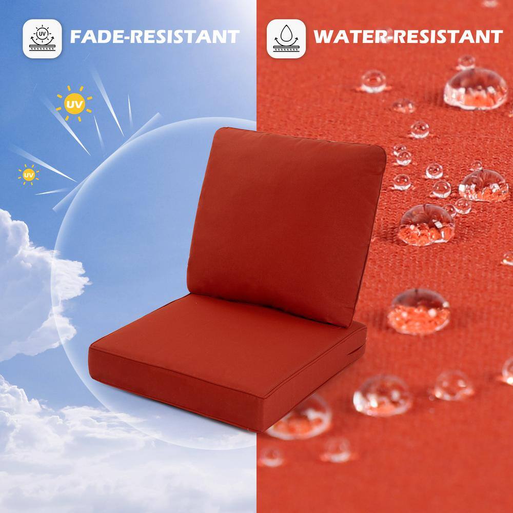 Brick Red Deep Seating Outdoor Lounge Chair Cushion Set