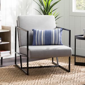 Modern Fog Gray Polyester Arm Chair Set of 1 with Geometric Metal Frame