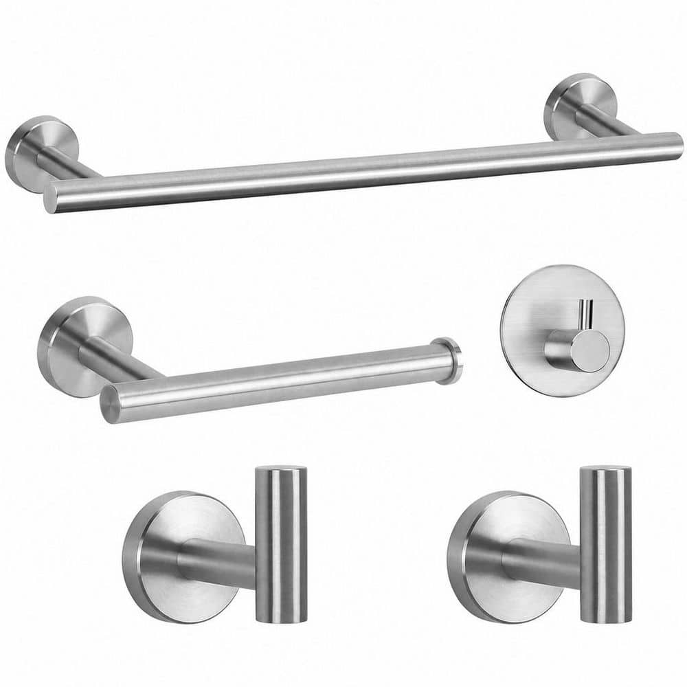 5-Piece Bathroom Hardware Set with Towel Bar, Toilet Paper Holder & Hooks in Brushed Nickel price history on PriceWatchPro