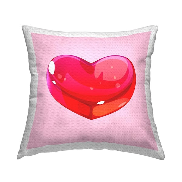 Stupell Industries Pink and Red Candy Heart Red Square Outdoor Throw Pillow