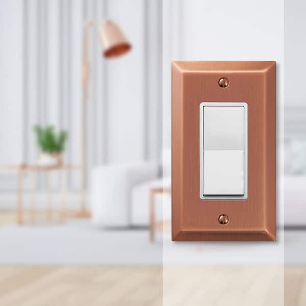 Metallic 1 Gang Rocker Steel Wall Plate - Antique Copper