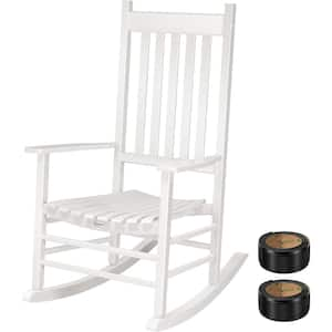 Oversized Wooden Outdoor Rocking Chair with Anti-Slip Strips in White