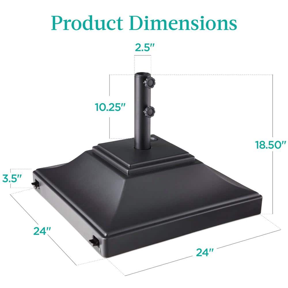 Heavy-Duty Black Concrete Mobile Umbrella Base with Wheels